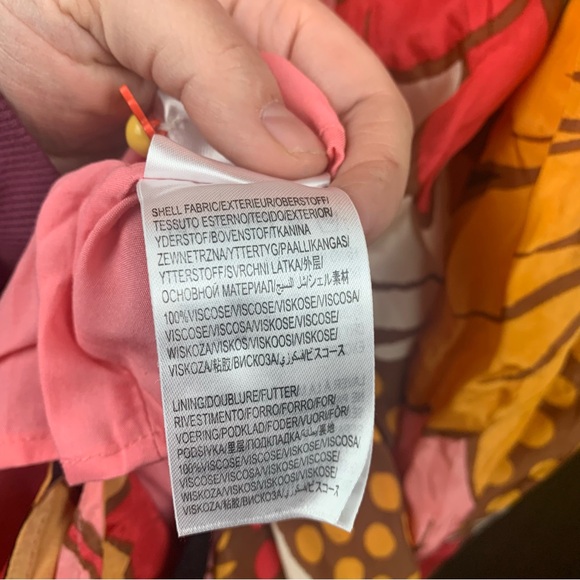 Farm Rio size small pink orange floral midi dress tropical cottage sunflower - Picture 11 of 15